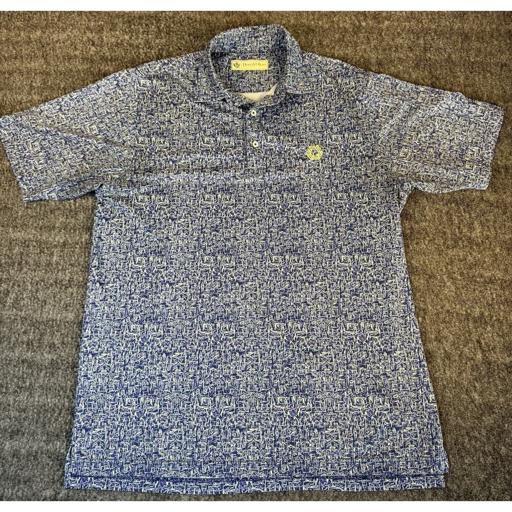 Mens Donald Ross Sportswear Abstract Scribble Print Golf Polo M